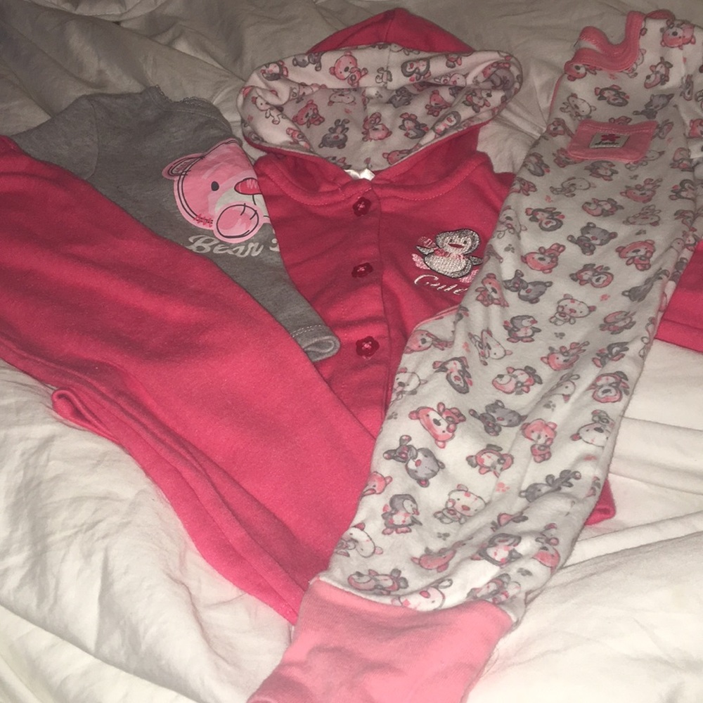 Absorba 12 month outfit set and pajamas 3/$10